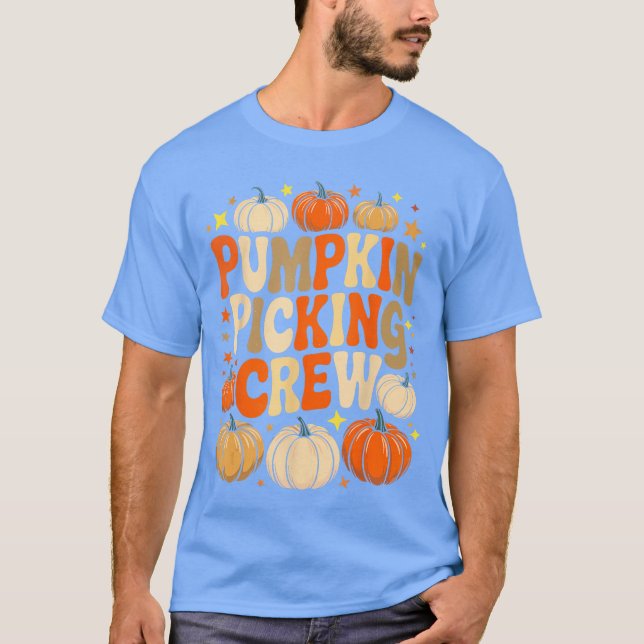 Groovy Pumpkin Picking Crew Matching Familyee Autu T-Shirt (Front)
