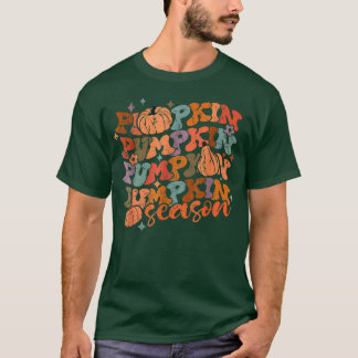 Groovy Pumpkin Season Hello Fall Vibes Retro  T-Shirt