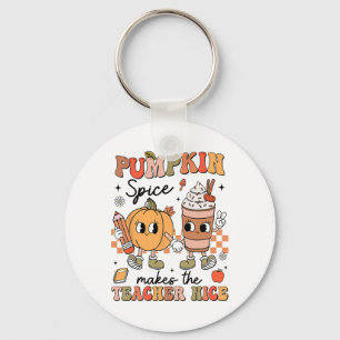 Groovy Pumpkin Spice Makes Teacher Nice Fall Thank Key Ring