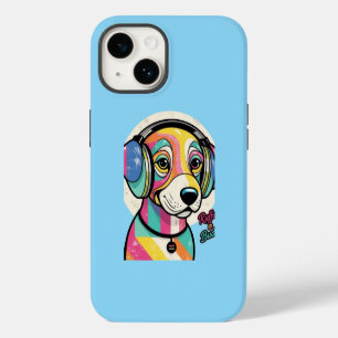 Groovy Puppy: A Colorful Canine iPhone 14 Case