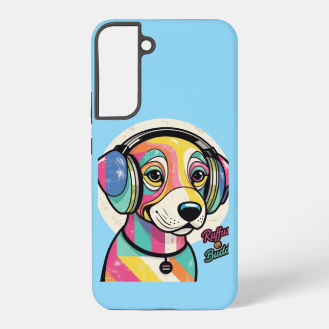 Groovy Puppy: A Colorful Canine Samsung Galaxy S22+ Case (Back)