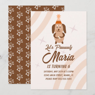 Groovy Puppy Birthday Paw-ty Party Animal Invitation