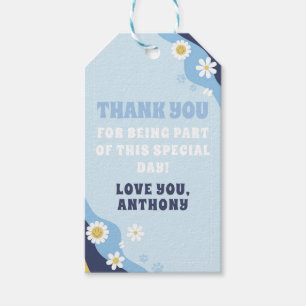 Groovy Puppy Favor Tag for Birthday Party Blue