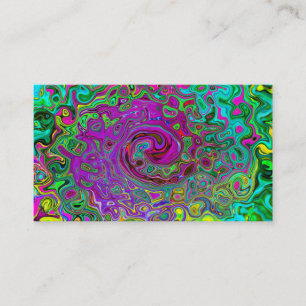 Groovy Purple Abstract Retro Liquid Swirl Business Card