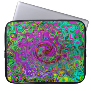 Groovy Purple Abstract Retro Liquid Swirl Laptop Sleeve