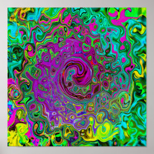 Groovy Purple Abstract Retro Liquid Swirl Poster
