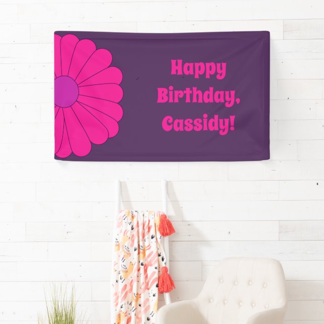 Groovy Purple and Pink Hippie Flower Power Banner (Insitu)