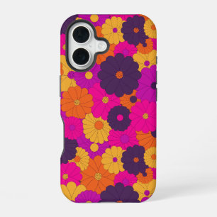 Groovy Purple and Pink Hippie Flower Power iPhone 16 Case