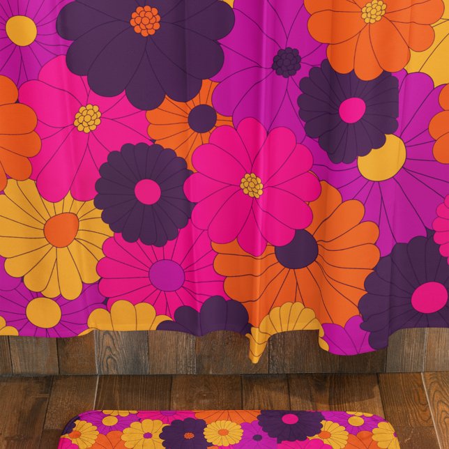 Groovy Purple and Pink Hippie Flower Power Shower Curtain (Creator Uploaded)