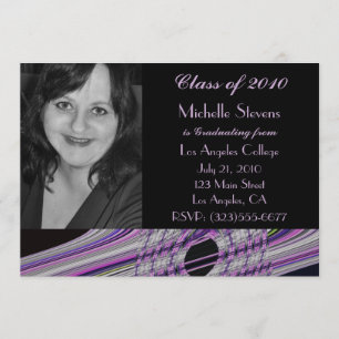 groovy purple black graduation invitation