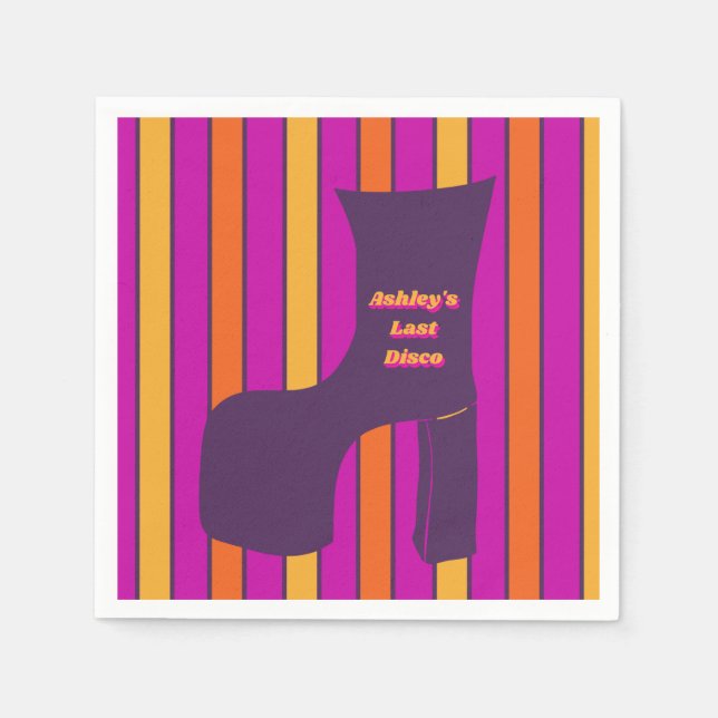 Groovy Purple Disco Bachelorette Party Napkin (Front)