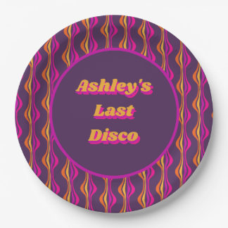 Groovy Purple Disco Bachelorette Party Paper Plate