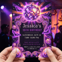Groovy Purple Disco Pumpkin Sweet 16 Invite