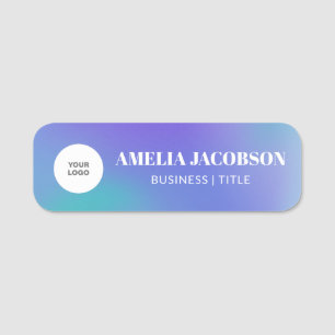 Groovy Purple Gradient Custom Logo Name Tag