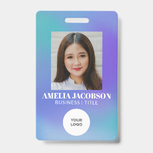 Groovy Purple Gradient Employee Photo ID Logo Badge