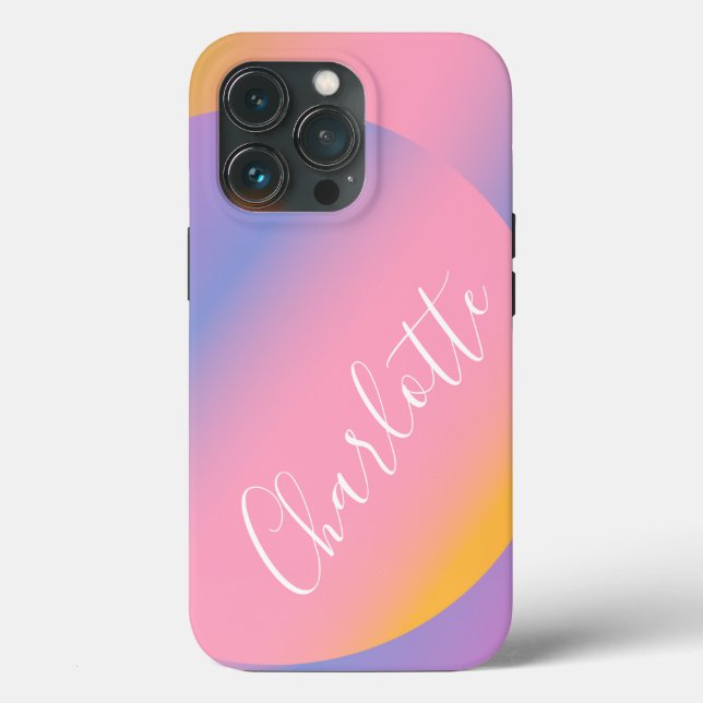 Groovy Purple Gradient | Personalised Script Name  Case-Mate iPhone Case (Back)