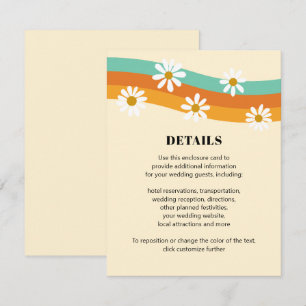 Groovy Rainbow 1970s Style Boho Daisy Wedding Enclosure Card