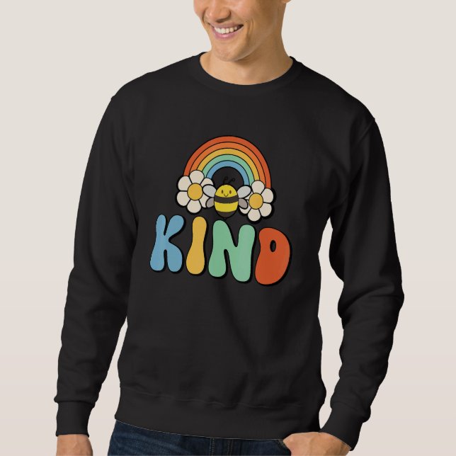 Groovy Rainbow Bee Be Kind Unity Day Anti Bullying Sweatshirt (Front)