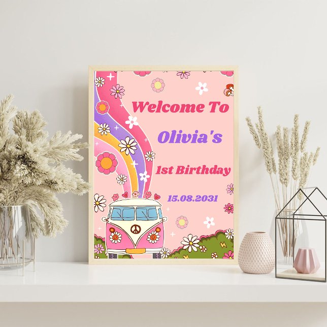 Groovy Rainbow Birthday Party Welcome Sign (Creator Uploaded)