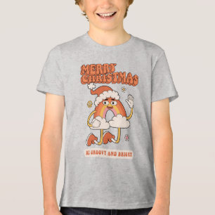 Groovy Rainbow Christmas - Be Bright and Merry Tri-Blend Shirt
