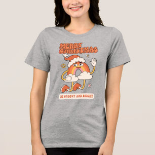 Groovy Rainbow Christmas - Be Bright and Merry Tri-Blend Shirt