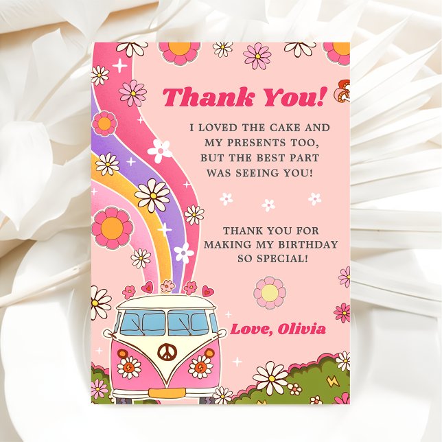 Groovy Rainbow Floral Thank You Card (Creator Uploaded)