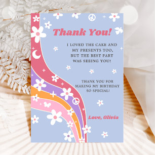 Groovy Rainbow Floral Thank You Card