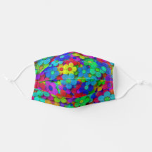 Groovy Rainbow Flowers Blue