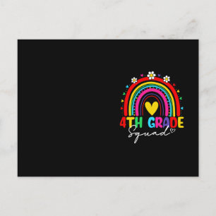 Groovy Rainbow Girl Boys Teacher Hello 4th Grade Postcard