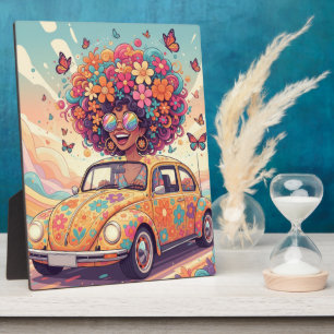 Groovy Rainbow Retro 70s Boho Flower Power Plaque