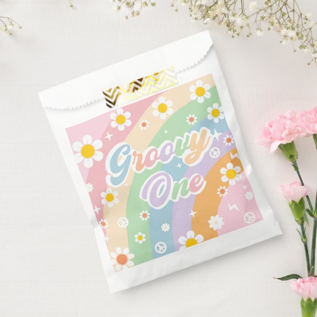 Groovy Rainbow Retro Daisy Birthday Party Favour Bags (Sealed)