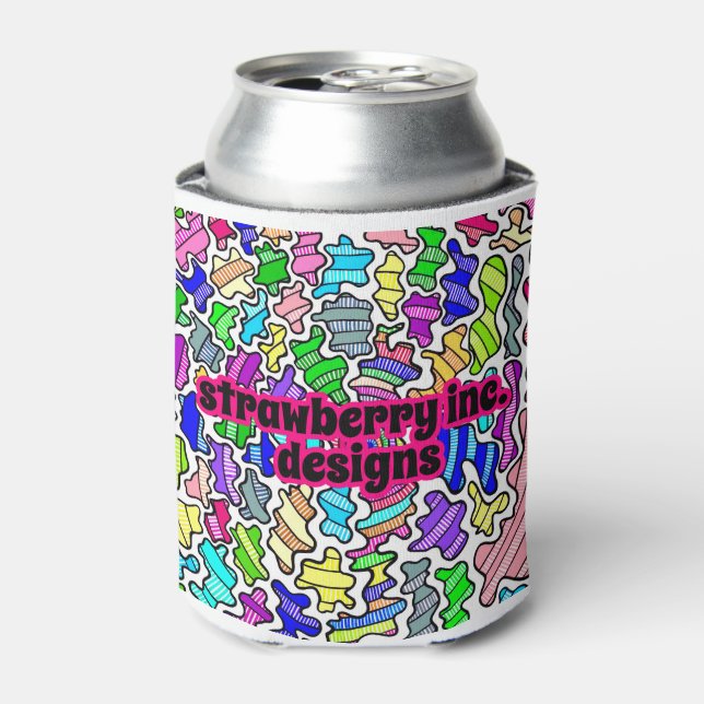 Groovy Rainbow Splatter Design Can Cooler (Can Front)