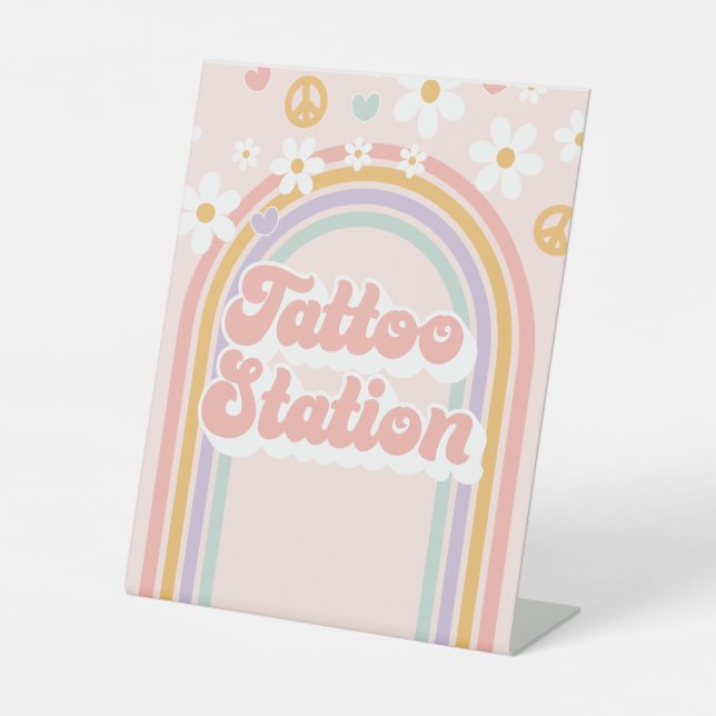 Groovy Rainbow Tattoo Station Birthday Sign (Front)