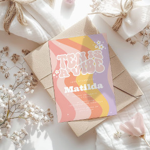 groovy rainbow ten is a vibe 60's retro daisy cool invitation
