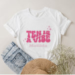 groovy rainbow ten is a vibe 60's retro daisy pink T-Shirt<br><div class="desc">groovy rainbow ten is a vibe 60's retro daisy cool pink girly minimal modern typography elegant fun 10th birthday party decor T-Shirt.</div>