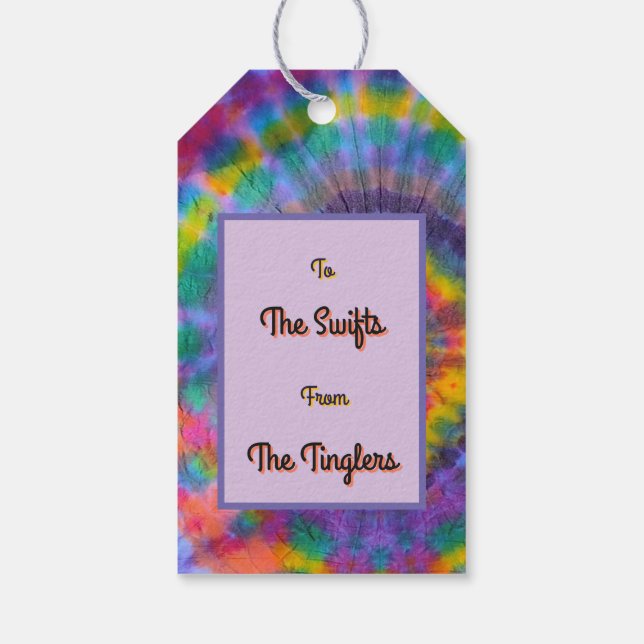 Groovy Rainbow Tie-dye  Gift Tags (Back)