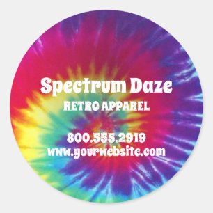 Groovy Rainbow Tie-Dye Hippie Classic Round Sticker