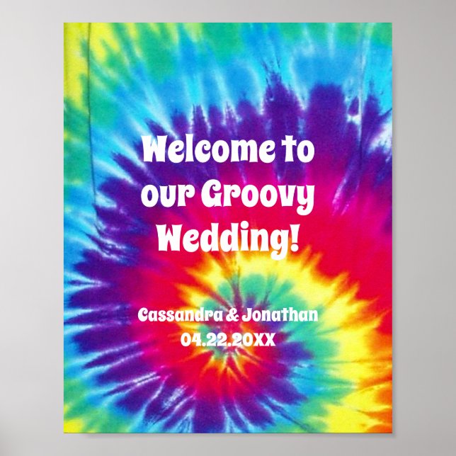 Groovy Rainbow Tie-Dye Hippie Event Poster (Front)