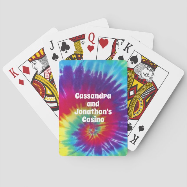 Groovy Rainbow Tie-Dye Hippie Playing Cards (Back)