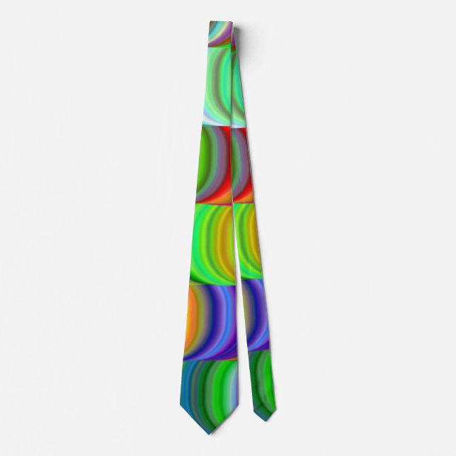 Groovy Rainbow Waves Design Tie (Front)