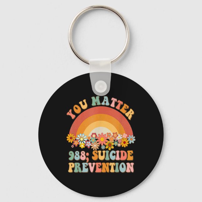 Groovy Rainbow You 988 Suicide Prevention A  Key Ring (Front)