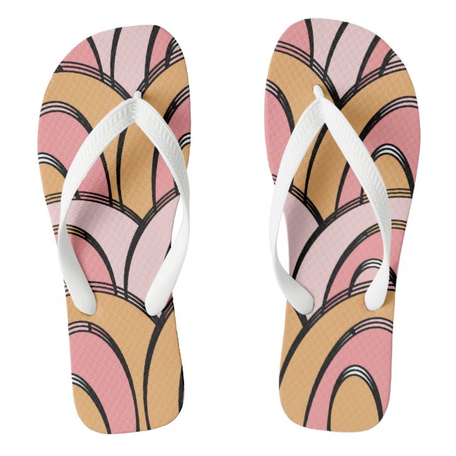Groovy Rainbows Orange Pink Pattern Jandals (Footbed)