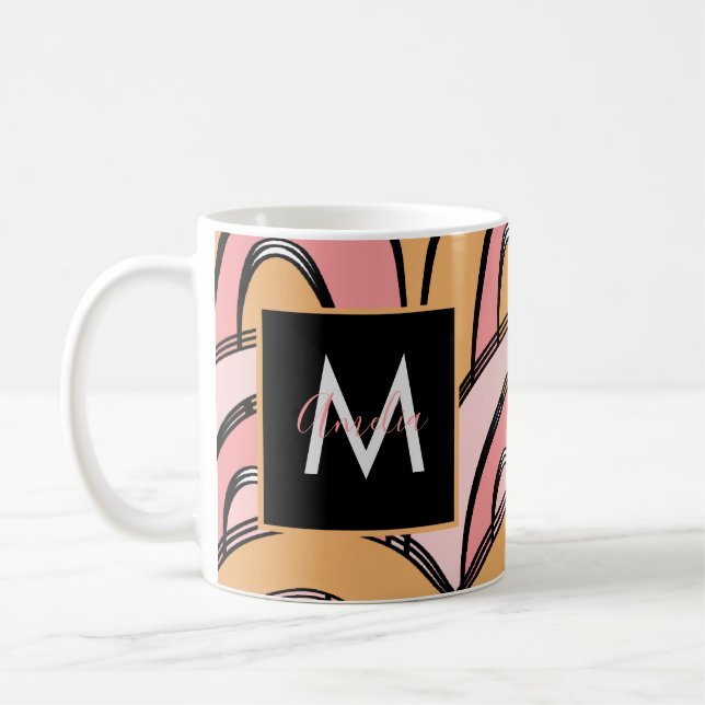 Groovy Rainbows Pattern Orange Pink    Coffee Mug (Left)