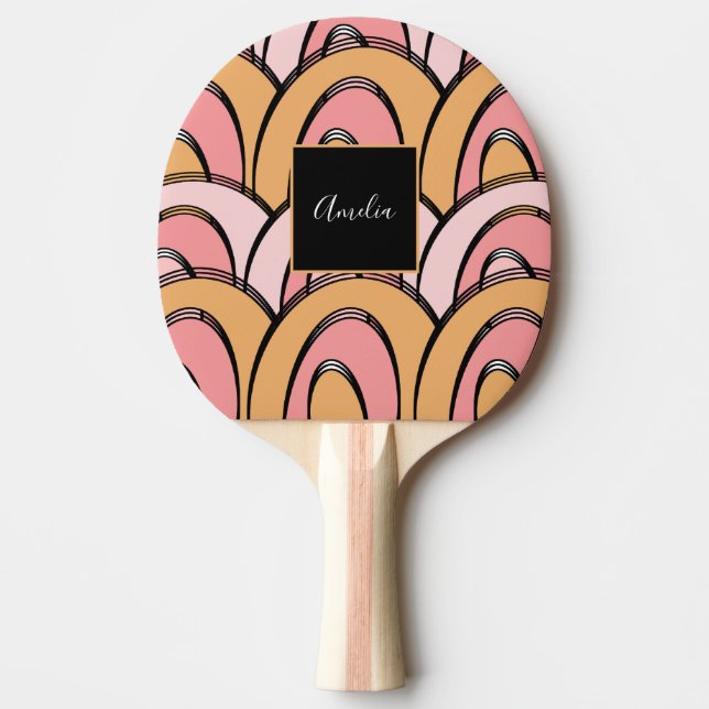 Groovy Rainbows Pattern Orange Pink    Ping Pong Paddle (Front)