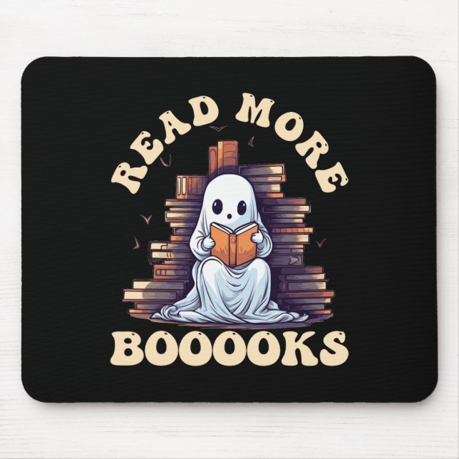 Groovy Read More Books Cute Ghost Funny Teacher Ha Mouse Pad (Front)
