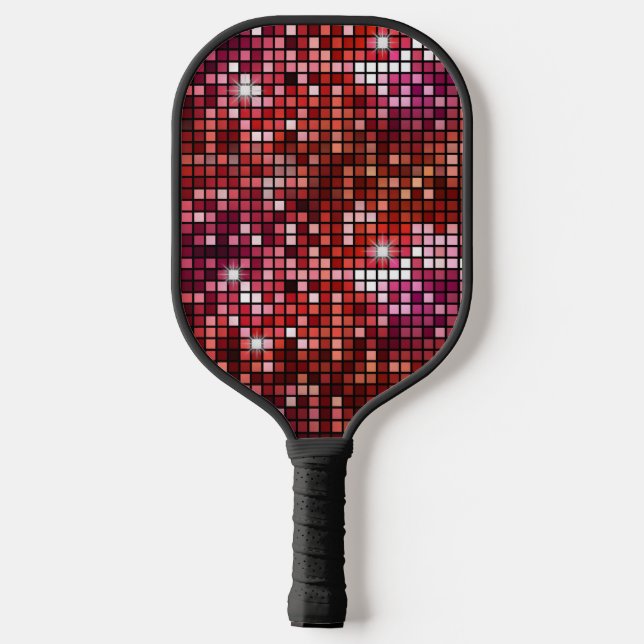 Groovy Red Disco Ball Retro 70's Pickleball Paddle (Back)
