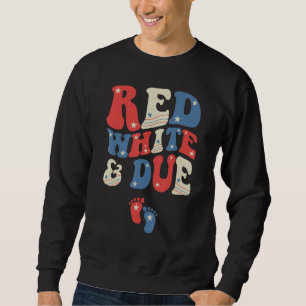 Groovy Red White And Due Baby Reveal 4th of July M Sweatshirt