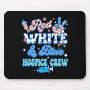 Groovy Red White Blue Hospice Crew Hospice Nurse 4 Mouse Pad