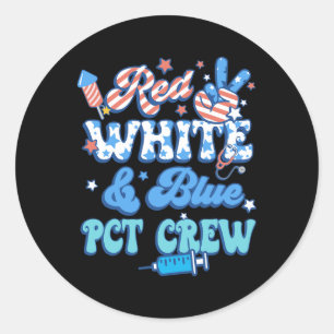 Groovy Red White Blue Pct Crew 4th Of July  Classic Round Sticker