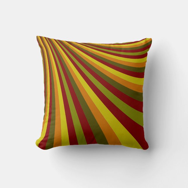Groovy Red Yellow Orange Green Stripes Pattern Cushion (Front)